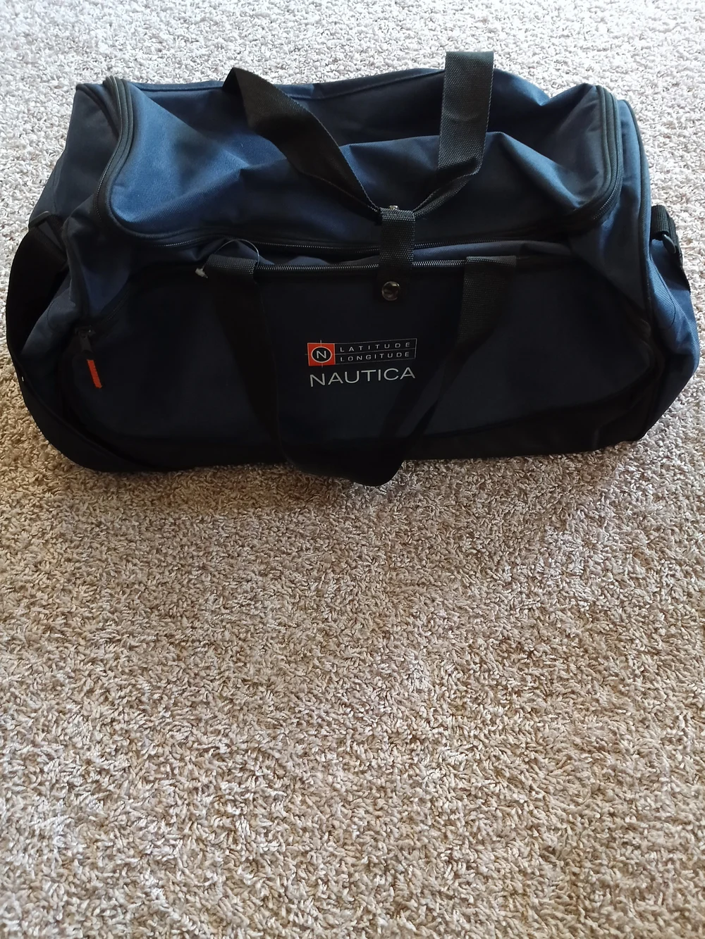 Nautica Navy and Black Duffel Bag with Orange Accent